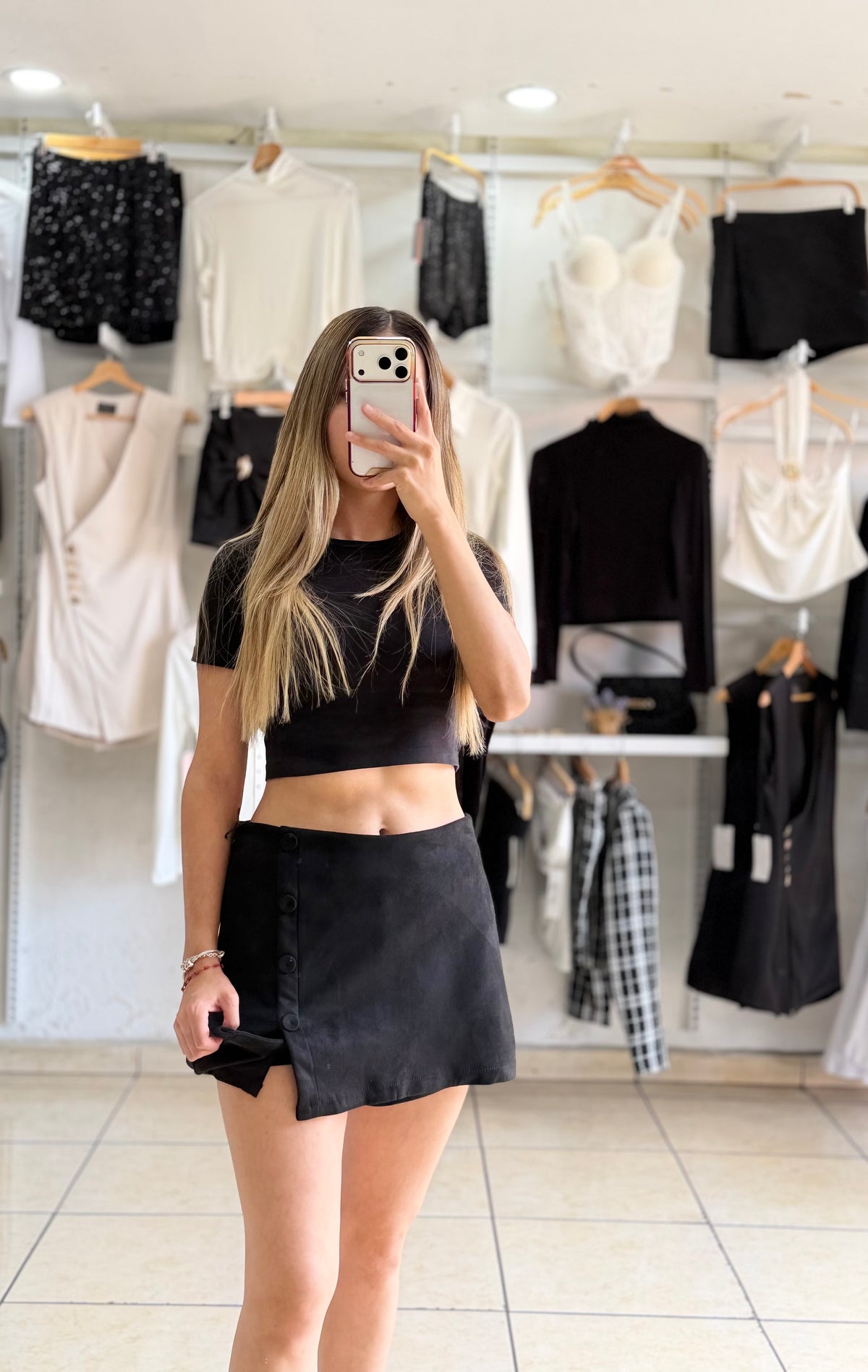 Short falda botones