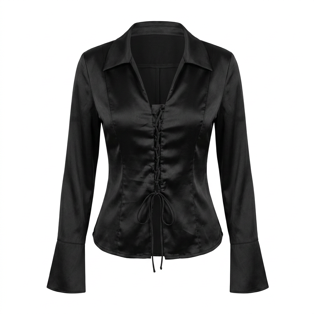 Blusa satin con cintas