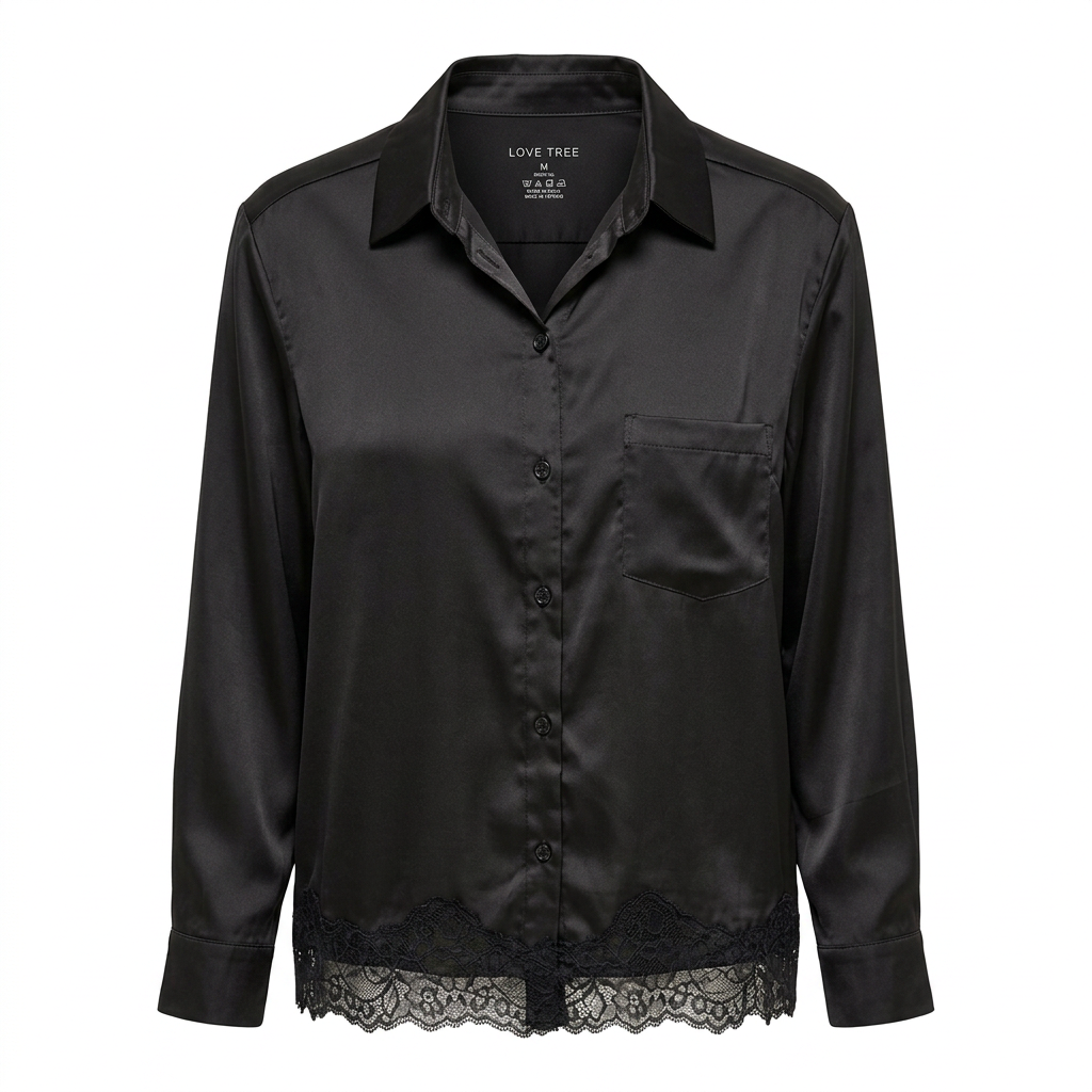 Camisa satín con encaje