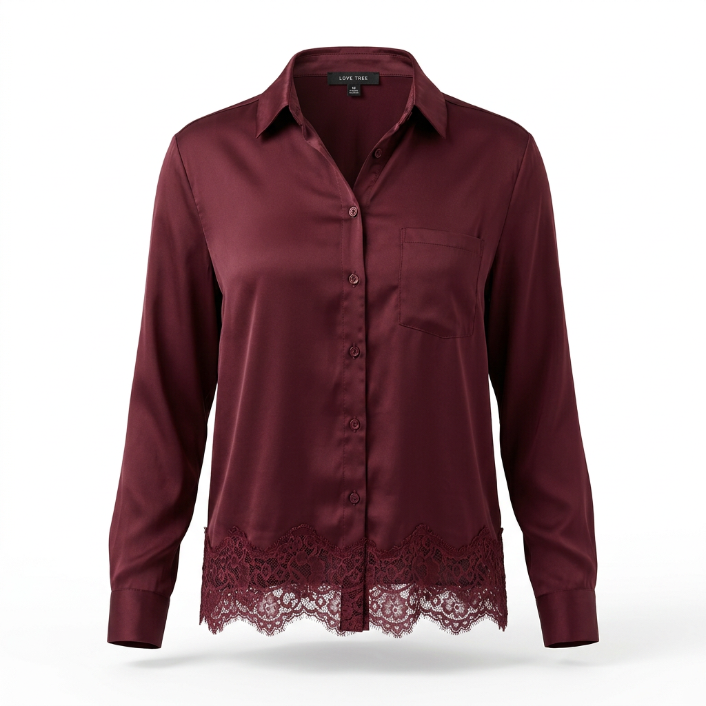 Camisa satín con encaje
